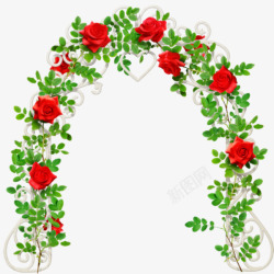 拱形花门红色玫瑰花门高清图片