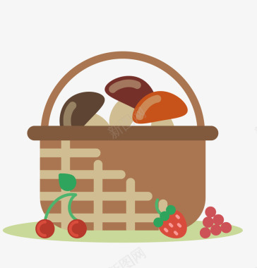 卡通扁平化篮子食物食材图标图标