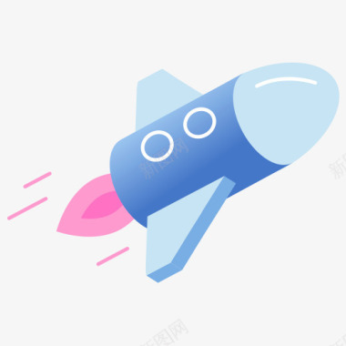 25D一根蓝色的小火箭图标图标