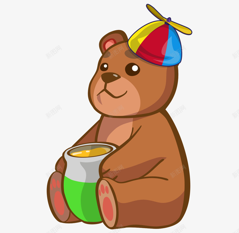 卡通手绘可爱小熊吃蜂蜜矢量图ai免抠素材_88icon https://88icon.com 卡通的小熊 可爱的小熊 吃蜂蜜的小熊 手绘的帽子 矢量的动物 矢量图