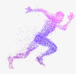 紫色人体运动跑步热血透明图案素材