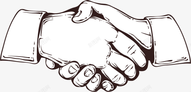 效果图黑色的手绘握手手势图标图标
