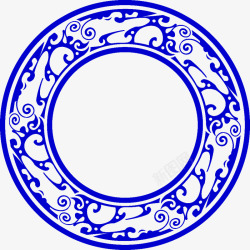 蓝色中国风花纹边框纹理素材