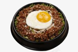 韩式肉末煎蛋青菜拌饭素材