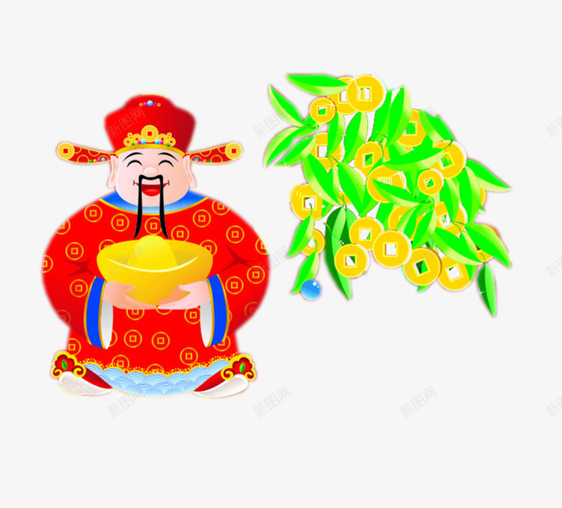 摇钱树财神节财神png免抠素材_88icon https://88icon.com 恭喜发财 招财 摇钱树 财源滚滚 财神 财神节 金元宝