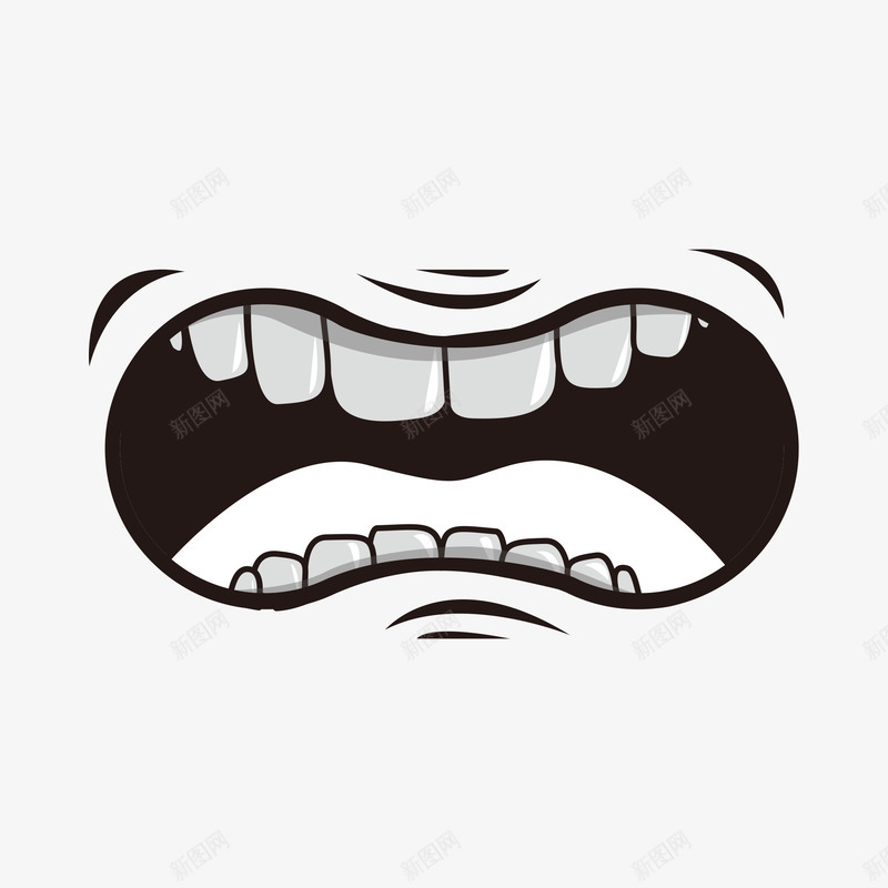黑白卡通嘴型png免抠素材_88icon https://88icon.com 卡通 卡通嘴型 嘴型 嘴巴 露齿的嘴型 高清 黑白