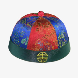 清朝蓝红色中国中式地主帽子素材