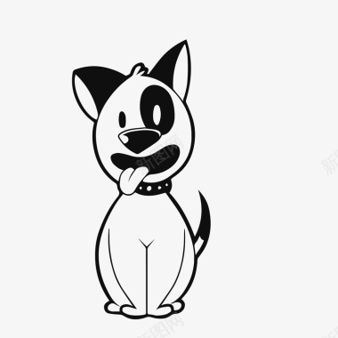 动物卡通画手绘黑眼圈小狗矢量图图标图标