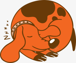 红棕色小狗卡通缩起来睡觉的小狗高清图片