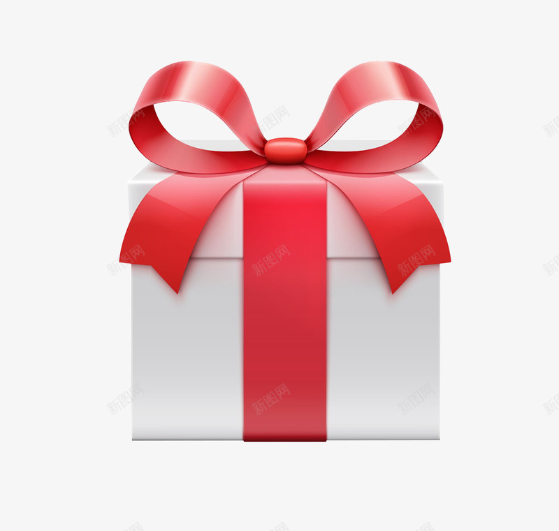 包装白色礼物盒子红色蝴蝶结png_88icon https://88icon.com 25D盲盒 包装 反光的盒子 白色 盒子 礼物 红色 蝴蝶结