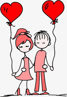 卡通情侣红色气球素材
