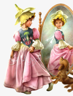 德国小姑娘镜子里的小姑娘高清图片