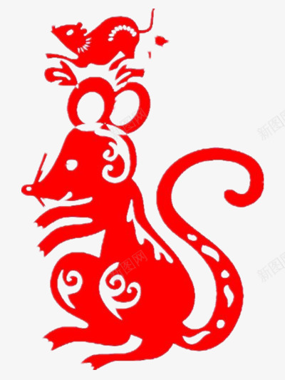 鼠年大红色剪纸png免抠素材_88icon https://88icon.com 中国风 剪纸 新年 红色 鼠年