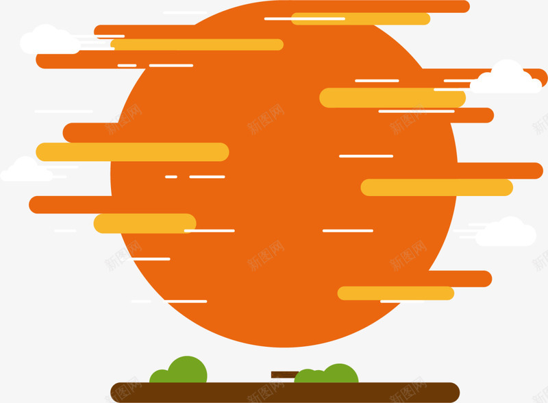 橙色圆圈线条背景png免抠素材_88icon https://88icon.com 圆形背景 天空 橙色圆圈 线条 绿底 草地 边框纹理