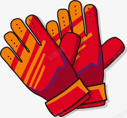 足球卡通手绘红色橡胶手套案矢量图图标图标