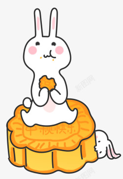 可爱卡通玉兔吃月饼素材