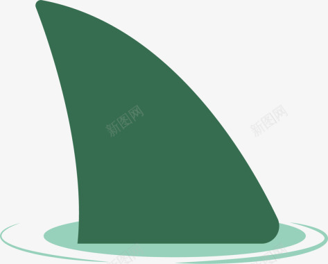 绿色鲨鱼鳍矢量图图标图标