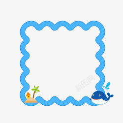 矢量小海豚卡通海洋波浪形边框高清图片