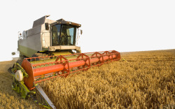 农民收麦子收割机收割麦子高清图片
