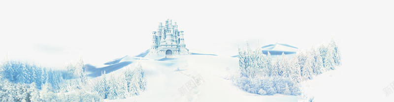 全屏清新城堡psd免抠素材_88icon https://88icon.com 下雪天 冰雪 城堡 背景装饰 飘雪