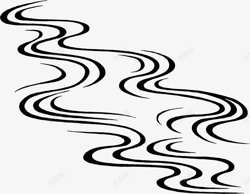 黑色手绘卡通湖水线条png免抠素材_88icon https://88icon.com 卡通湖水 手绘湖水 河水 河流 自然风景 黑色线条纹理