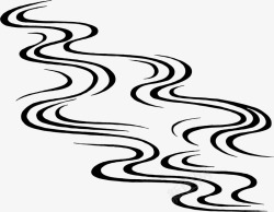 设计自然黑色手绘卡通湖水线条高清图片