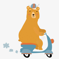卡通骑电动车的小熊矢量图素材