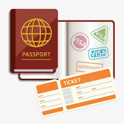 案出国护照机票素材
