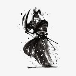 剑客中国风水墨画武士高清图片