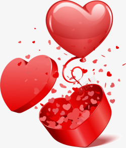 红色爱心礼品盒爱心气球素材
