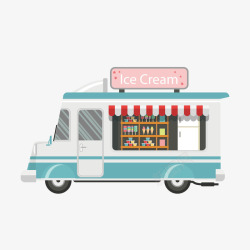 冰淇淋售卖车矢量图素材