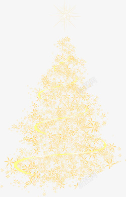 金色手绘圣诞树节日装饰素材
