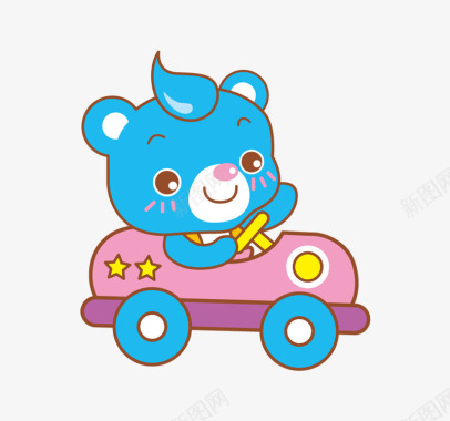 卡通汽车开车的小熊图标图标
