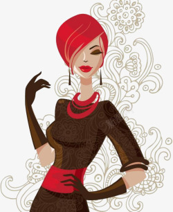 红头发的时尚美女素材