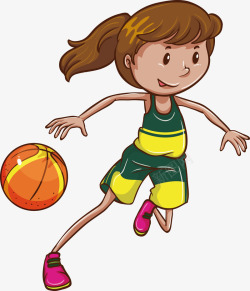 绿色少女篮球比赛素材