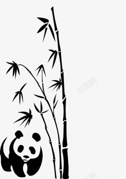 绿色竹子竹筒装饰背景手绘竹叶竹枝竹子熊猫高清图片