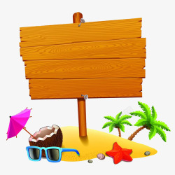 内容可以随意设计夏日海滩度假指示牌高清图片