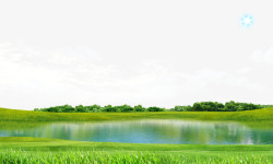绿色的湖面草原湖泊风光高清图片