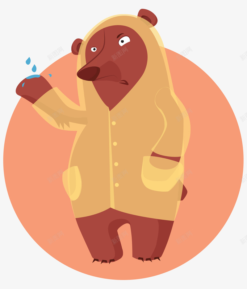 卡通手绘穿雨衣可爱小熊矢量图ai免抠素材_88icon https://88icon.com 卡通的动物 可爱的小熊 手绘的小熊 穿雨衣的小熊 矢量图