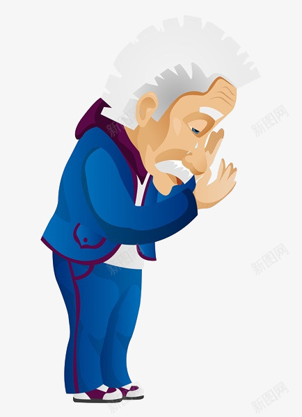 卡通焦虑的老人png免抠素材_88icon https://88icon.com 压力 烦恼 焦虑 焦虑的人 痛苦 蓝色衣服的老人