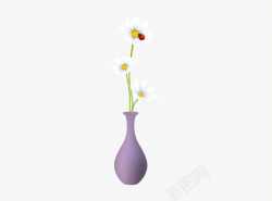 日式插花紫色花瓶插花矢量图高清图片
