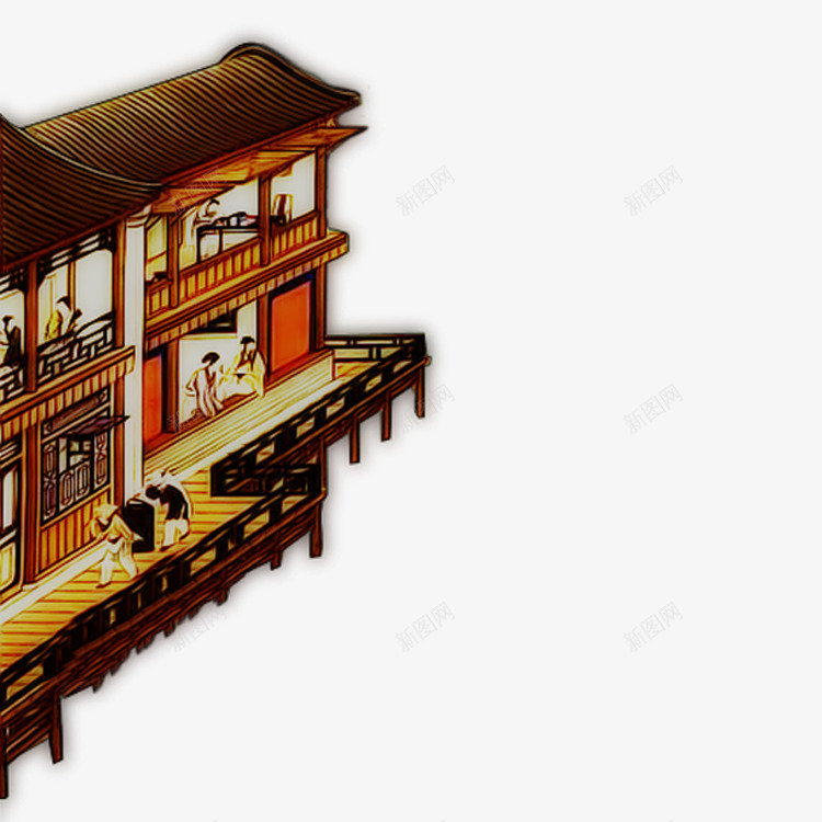 手绘古风酒楼海报背景png免抠素材_88icon https://88icon.com 古风 手绘 海报 背景 酒楼