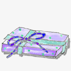 紫色扁平手绘礼物盒图素材