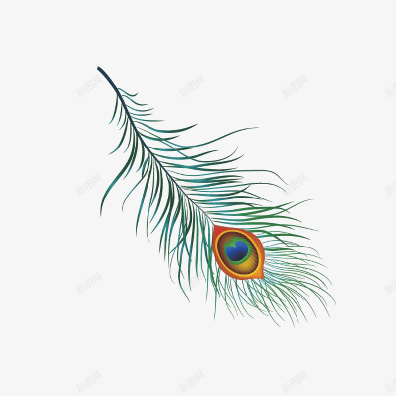 绿色单只孔雀羽毛png免抠素材_88icon https://88icon.com 孔雀 绿色 羽毛 装饰