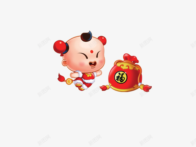 卡通png免抠素材_88icon https://88icon.com 中国娃娃 卡通图片 新年素材 福袋