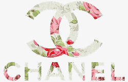 香奈儿logo粉色花朵绿叶标志香奈儿图标高清图片