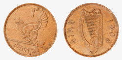 母鸡便士的老爱尔兰硬币实物素材