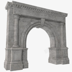 大型灰色欧式拱形门素材