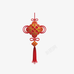 红色传统富贵中国结元素素材