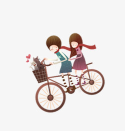 小情侣骑自行车素材